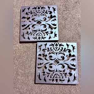 2-Umbra Loft Silver Ornate Cutout Wall Plaques - Set of 2